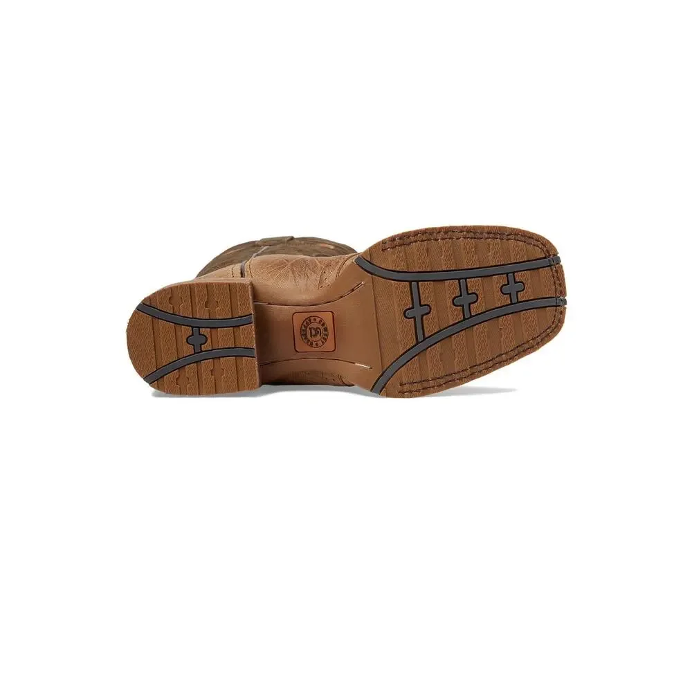LAREDO MENS JENNINGS EMBROIDERED SQUARE TOE PULL  BOOTS - BROWN - SIZE 10 D
